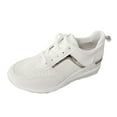 thumbnail image 2 of XIAQUJ Women's Summer Lace-up Round Toe Breathable Platform Casual Sneakers Women's Fashion Sneakers White 8.5(40), 2 of 4