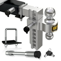 KYX Adjustable Trailer Hitch - 8 Inch Drop Hitch for 2" Trailer Hitch Receiver, 12,500 LBS GTW Heavy Duty Truck Hitch with Dual Balls (2" & 2-5/16"), Anti-Theft Locking Pins, Aluminum Ball Mount