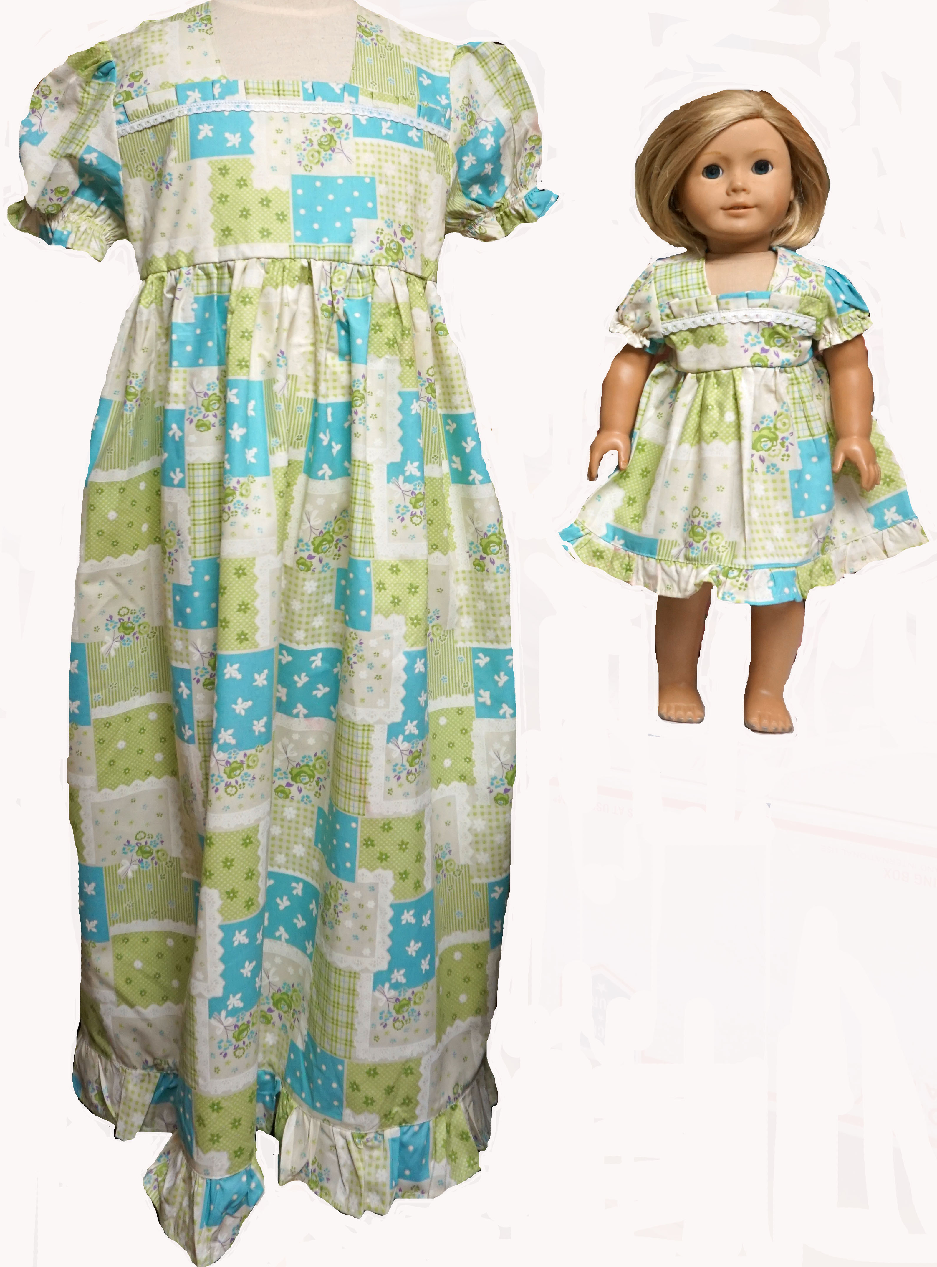 Doll Clothes Superstore Size 12 Matching Girl And Doll Green Patchwork