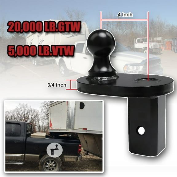 ELITEWILL Gooseneck Extender Trailer Hitch W/ 2-5/16" Ball 4" Offset Black Coated Steel