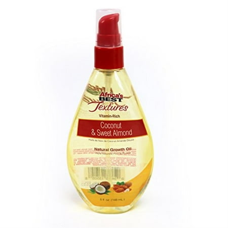 africa's best textures coconut and sweet almond growth oil, vitamin-rich protective hair therapy, smooths and seals rough raised cuticles, 5 fluid
