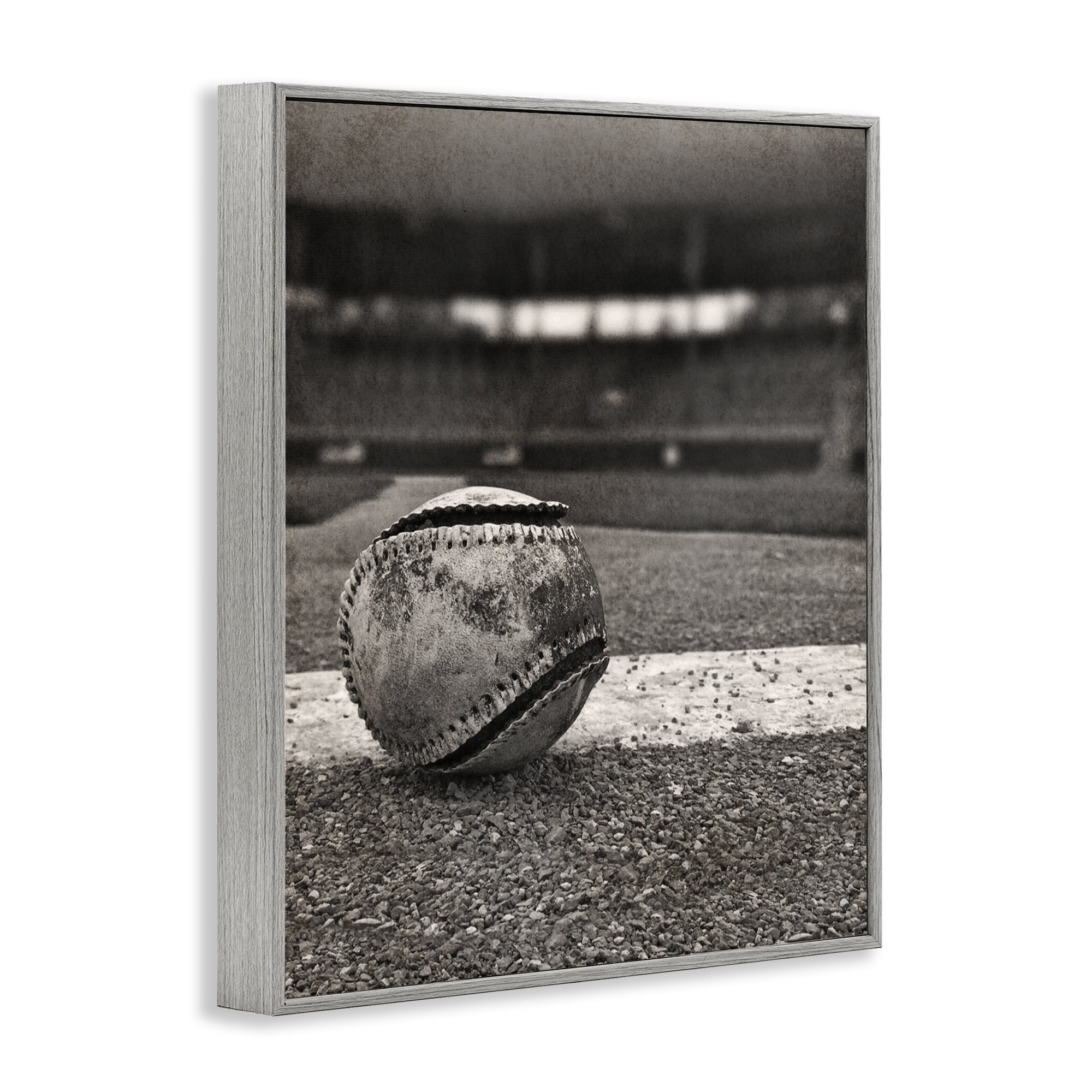 Stupell Industries Vintage Sports Weathered Baseball Gray Framed Giclee Art, design by Marcus Prime