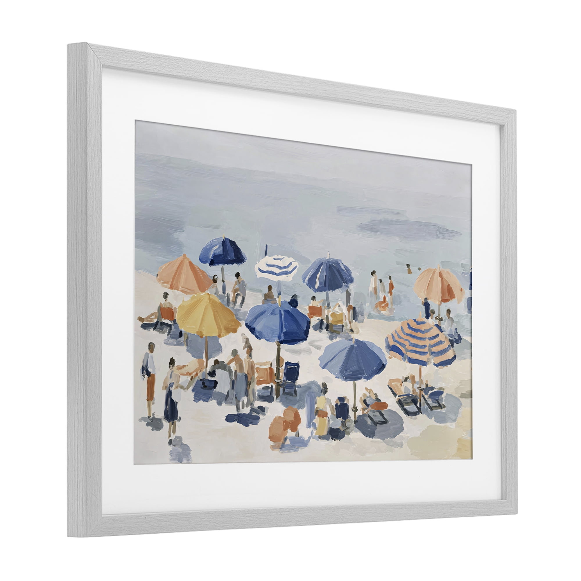 Stupell Industries Summer Fun Beach Crowd Gray Framed Print Under Glass, design by Jacky Ngan