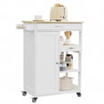 thumbnail image 4 of Gizoon 27.6"W Rolling Kitchen Island Cart with Removable Tray and Storage Cabinet, Mobile Kitchen Serving Storage Cart, White, 4 of 5