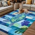 thumbnail image 2 of Fsddascl Blue Turtle Coastal Outdoor Rug for Patio/Deck/Porch, Non-Slip Large Area Rug 5 x 8 Ft, Nautical Beach Summer Sea Retro Indoor Outdoor Rugs Washable Area Rugs, Reversible Camping Rug Carpet, 2 of 5