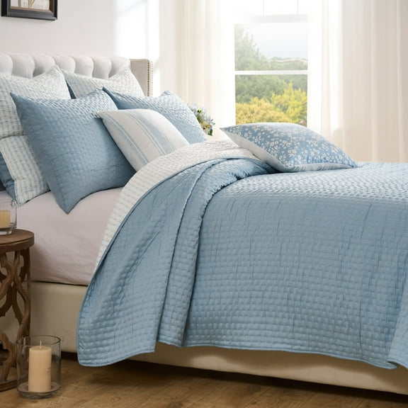 Greenland Home Homestead Sky Blue Modern Farmhouse Quilt Set, 2-Piece Twin/XL