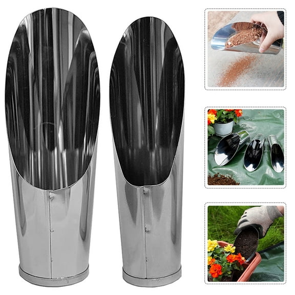 WEUVEB Silver Stainless Steel Garden Spade 2Pcs Ergonomic Design
