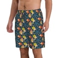 thumbnail image 2 of Kdxio Blue Floral Pattern Mens Casual Shorts - Drawstring Summer Beach Sports Shorts for Men, 2 of 9