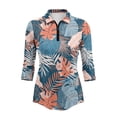 thumbnail image 2 of Uorisanigo Colored Palm Leaves Womens 3/4 Sleeve Golf Shirts Casual 3/4 Roll Sleeve Quick Dry Athletic Polo Shirts for Women Workout Sports Versatile 1/4 Zipper Outing Wear Size M, 2 of 7