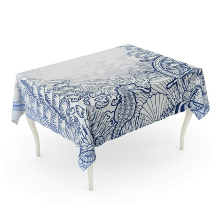 

SIDONKU Graphic Coral Reef Sea Horse Ocean Fish and Sunken Tablecloth Table Desk Cover Home Party Decor 60x104 inch