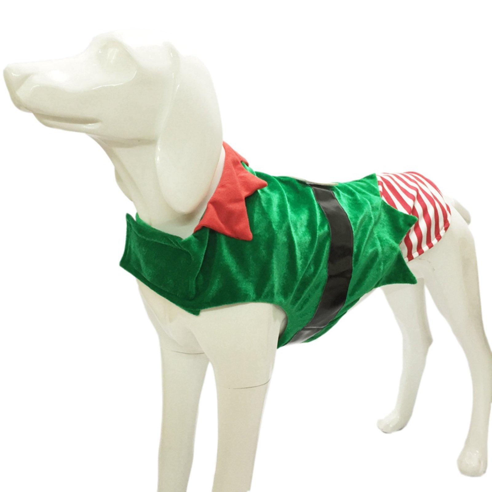 Dog Christmas Elf Shirt Jumper Outfit with Felt collar Small Medium or Large large