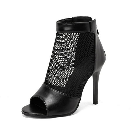 

snilers Heels for Women Breathable Open Toe Sexy Hollow out Leopard Print Stilettos High Heel Summer Party Dressy Pumps