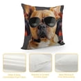 thumbnail image 4 of PHYHOO Party Throw Pillow Cushion Cover, Dj Bulldog Headphones Listening to Behind White Banner, Decorative Square Pillow Case, Light Brown White, 4 of 5