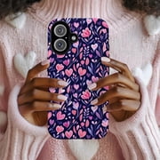 Romantic Valentines Floral Hearts Phone Case with a Sweet Design for a Girlfriend for 17 16 15 14 13 12 11 Pro Max