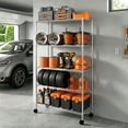 thumbnail image 6 of Ktaxon Commercial 5 Tier Storage Rack, Adjustable Rolling Metal Garage Shelving Chrome, 35''W x 14''D x 65''H, Capacity for 800lbs, 6 of 10