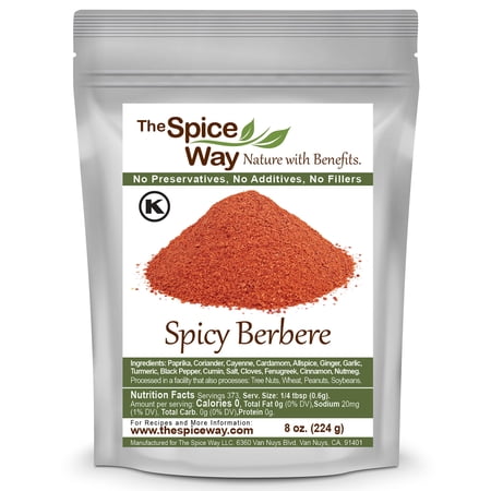 The Spice Way Spicy Berbere - A Hot Ethiopian Berbere Blend – All Natural – Resealable Pouch - 8 oz.