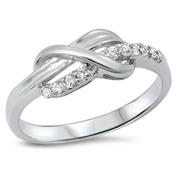 Women's Infinity Knot Clear CZ Promise Ring .925 Sterling Silver Band White Female Size 6