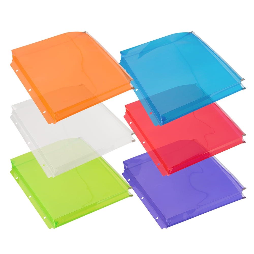JAM Paper Plastic 3 Hole Punch Zip Envelopes, 9 3/4 x 13, Assorted Multicolor, 6 per Pack