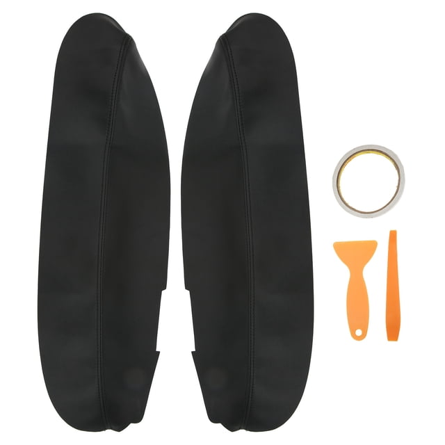 Reemplazo de cuero artificial negro para reposabrazos de panel de puerta delantera de 2 piezas para Acura RL 2005-2012 Jadeshay A