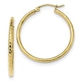 thumbnail image 1 of 10K Yellow Gold Diamond Cut 2mm Round Tube Hoop Earrings, 1 of 2