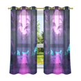 thumbnail image 6 of Yayeee Window Curtains Light Filtering 63"x42" Grommet Panel Pair Home Living Room Decor, Pink Neon Road, 6 of 7