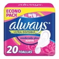 thumbnail image 1 of Toallas femeninas Always ultra invisible flujo moderado plus suave con alas 20 pzas, 1 of 4