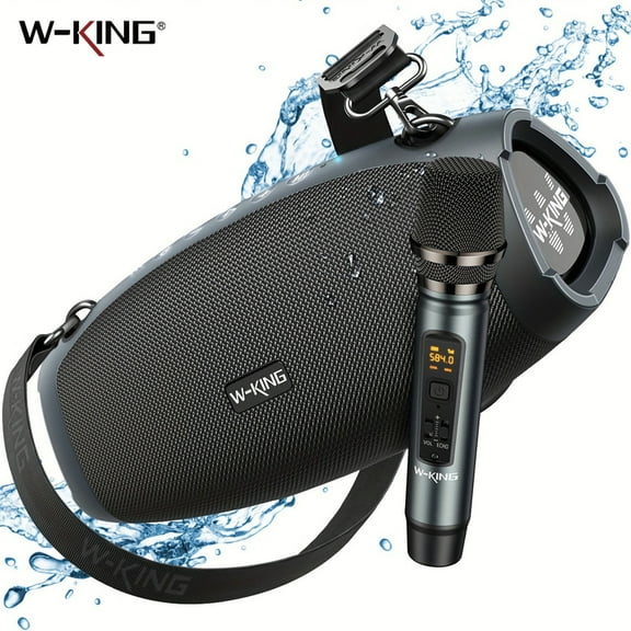 W-KING (120W PEAK)70W Portable Loud Bluetooth Speakers with Wireless Microphone, Waterproof Outdoor Wireless Bluetooth