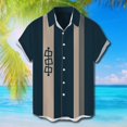 thumbnail image 3 of Camisas Para Hombre Camisa de vacaciones al libre de manga corta para playa con estampado completo de solapa informal con un solo pecho de primavera para hombre (Blue, XL), 3 of 4