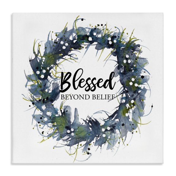 Stupell Industries Blessed Beyond Belief Religious & Spiritual Painting Wrapped Canvas Art Print Wall Art, 17 x 17