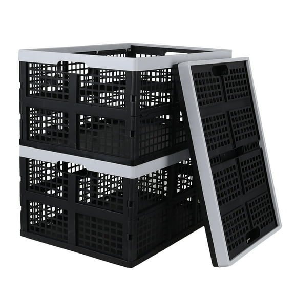 Yuright 67 L Plastic Stackable Storage Crate, Collapsible Storage Basket, 3 Pack