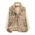 thumbnail image 3 of Feancey Winter Down Vest for Women Sleeveless Lightweight Puffer Jackets Zip Up Stand Collar Quilted Waistcoat Fashion Vest with Pockets Khaki M, 3 of 10