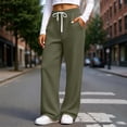 thumbnail image 4 of ZHYou No Boundarie Pants for Women Waffle Knit Drawstring High Waist Wide Leg Baggy Fit Casual Trousers with Pockets,Army Green,Size XL, 4 of 7