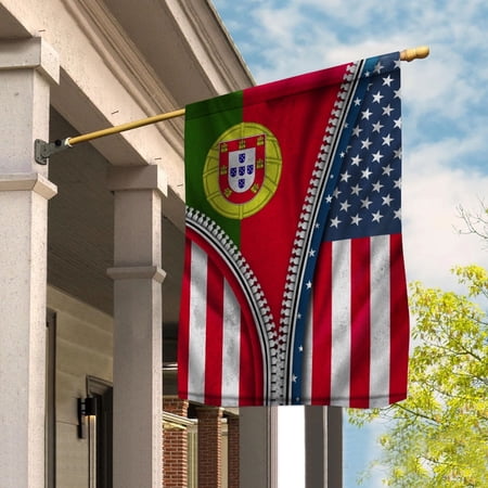 USA Portugal Zipper Flag Heritage Portuguese House Flag, Double-Sided Outdoor Yard Decor 29.5 x 39.5 Inch