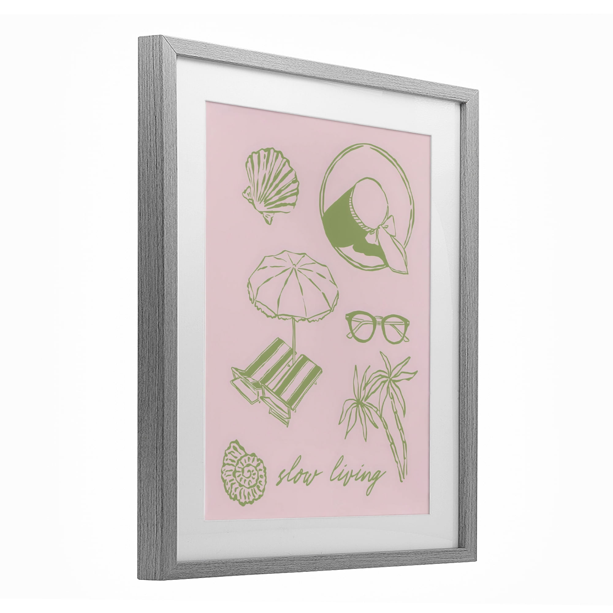 Stupell Industries Slow Beach Living Gray Framed Print Under Glass, design by The Prints Vibe