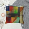 thumbnail image 2 of PRATYUS Throw Pillow Covers,Soft Short Plush Sided Abstract Modern Home Art Pattern Decorative Sofa Living Room Bed Square Pillow Case Cushion Cover-Beige Orange 18x18in, 2 of 5