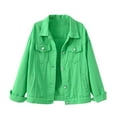 thumbnail image 5 of Dezsed Women's Oversized Denim Jacket Women Spring And Warm Solid Long Sleeve Jacket Outerwear Green XXL, 5 of 5