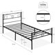 thumbnail image 2 of Negra tamaño individual size marco de cama con almacenamiento metal marco de cama con vintage pattern cabecero y footboard mattress foundation fácil montaje, 2 of 7