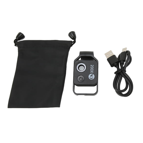 Microscope pour Téléphone Mobile, Microscope 200X 2 Niveaux de Luminosité Universel HD Portable avec Pince pour Photographie Extérieure Noir Sans CPL,Noir avec CPL