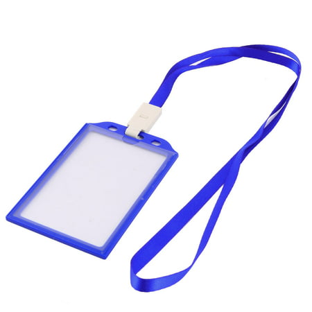 Office Plastic ID Card Name Tag Neck Strap Lanyard Badge Holder Blue ...