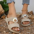 thumbnail image 6 of BYHONG Women's Summer Flat Sandals - Thick Sole Solid Color Fashion Sandals for Women, Comfortable Large Size Casual Footwear White 8.5, 6 of 8