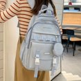 thumbnail image 4 of 1pc Fashion Trendy Casual Backpack, Large Capacity Versatile Bag, Simple Solid Color Backpack With Cute Bear Patten Coin Purse, Preppy Versatile Bag, 4 of 5