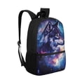 thumbnail image 2 of Binienty Galaxy Wolf Print Kids Backpack for Elementary Students Ages 6-12 17 Inch Large Capacity Bookbag with Customizable Shoulder Straps Front Storage Pocket School Gifts, 2 of 6