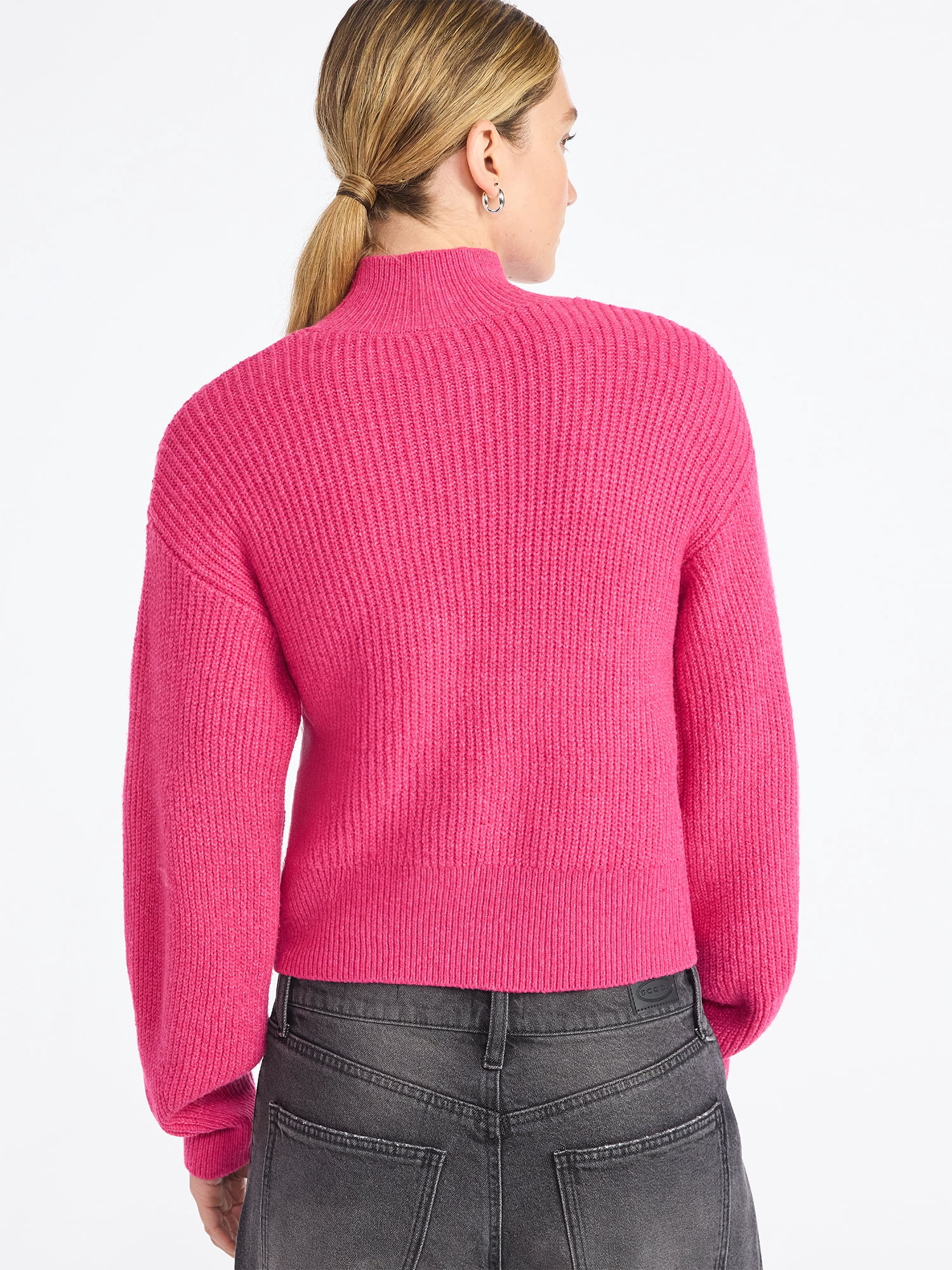 Scoop Women's Shaker Stitch Turtleneck Sweater, Lightweight, Sizes XS-XXL