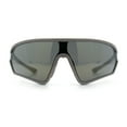 thumbnail image 3 of Mens Classic Oversized Shield Color Mirror Wrap Around Sport Plastic Sunglasses Grey - Gold Mirror, 3 of 8