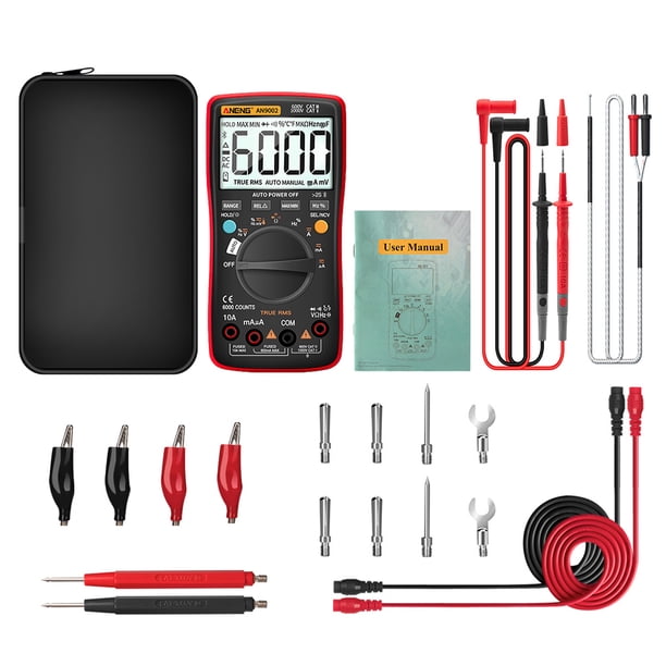 ANENG-AN9002 6000 cuentas multímetro LCD probador de rango automático resistencia temperatura capacitancia Detector medidor eléctrico rojo Guardurnaity TO001491-03