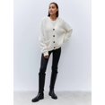 thumbnail image 2 of Women'S Fleece Cardigan Sweater Lazy Style Loose Knit Warm Cardigan Sweater White M, 2 of 8
