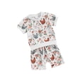 thumbnail image 2 of Douhoow Toddler Boy Girl Farm Outfit 0-3 Years Baby Short Sleeve Floral Chick Print T-Shirts Drawstring Shorts 2Pcs Summer Set, 2 of 9