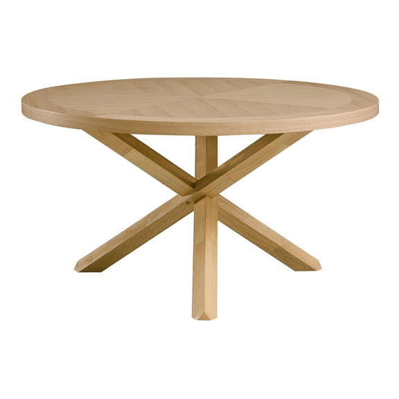 ACME Kasem Transitional Wood X-Shaped Base Round Dining Table in Oak