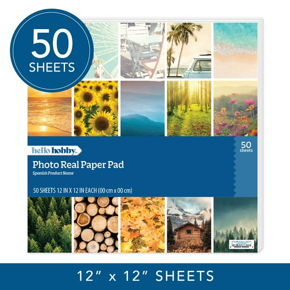 Roobee by Hello Hobby Paper Pad, Multicolor Real Photo Scrapbook Paper, 50 Sheets, 25 Designs