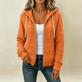 thumbnail image 5 of FENGYOU Womens Zip Up Hooded Cardigan Cable Knit Jacket Loose Casual Long Sleeve Outerwear with Pockets Drawstring Hood Orange M, 5 of 6